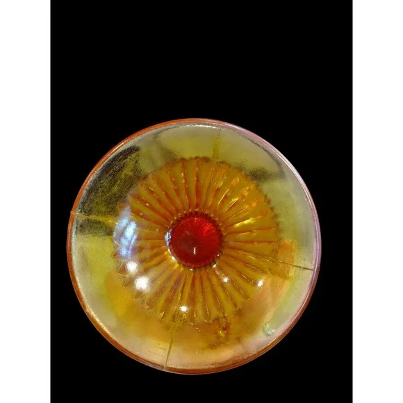 Vintage Red Orange Glass Hobnail Vase Fluted Top Trumpet Art Glass - Picture 4 of 8